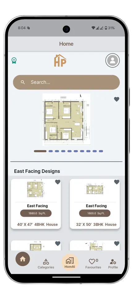 HomePlany app screen