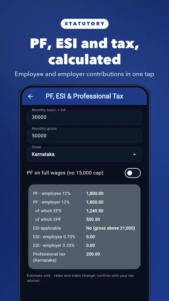 Payslip Maker app screen